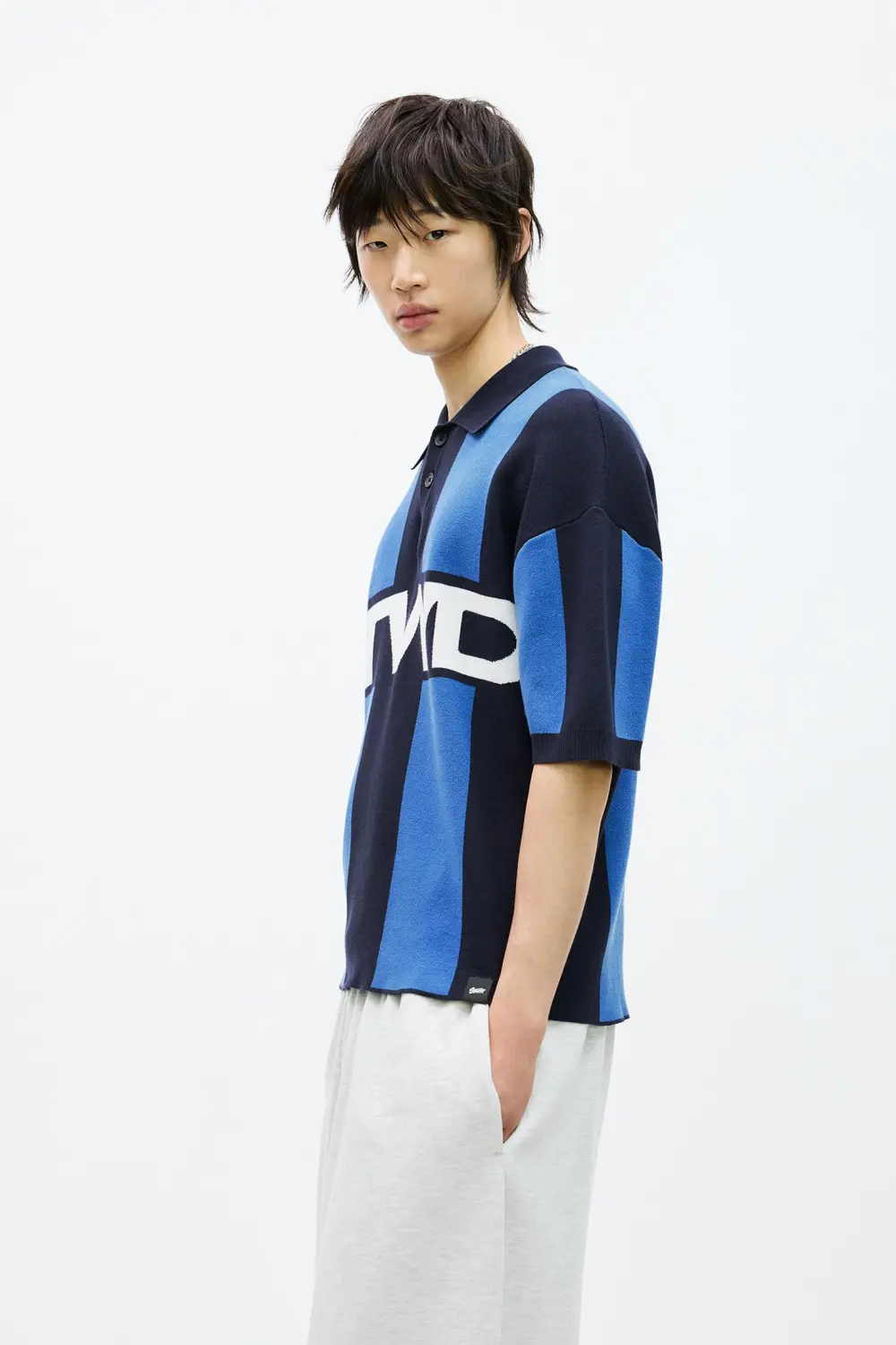 Striped STWD knit polo shirt