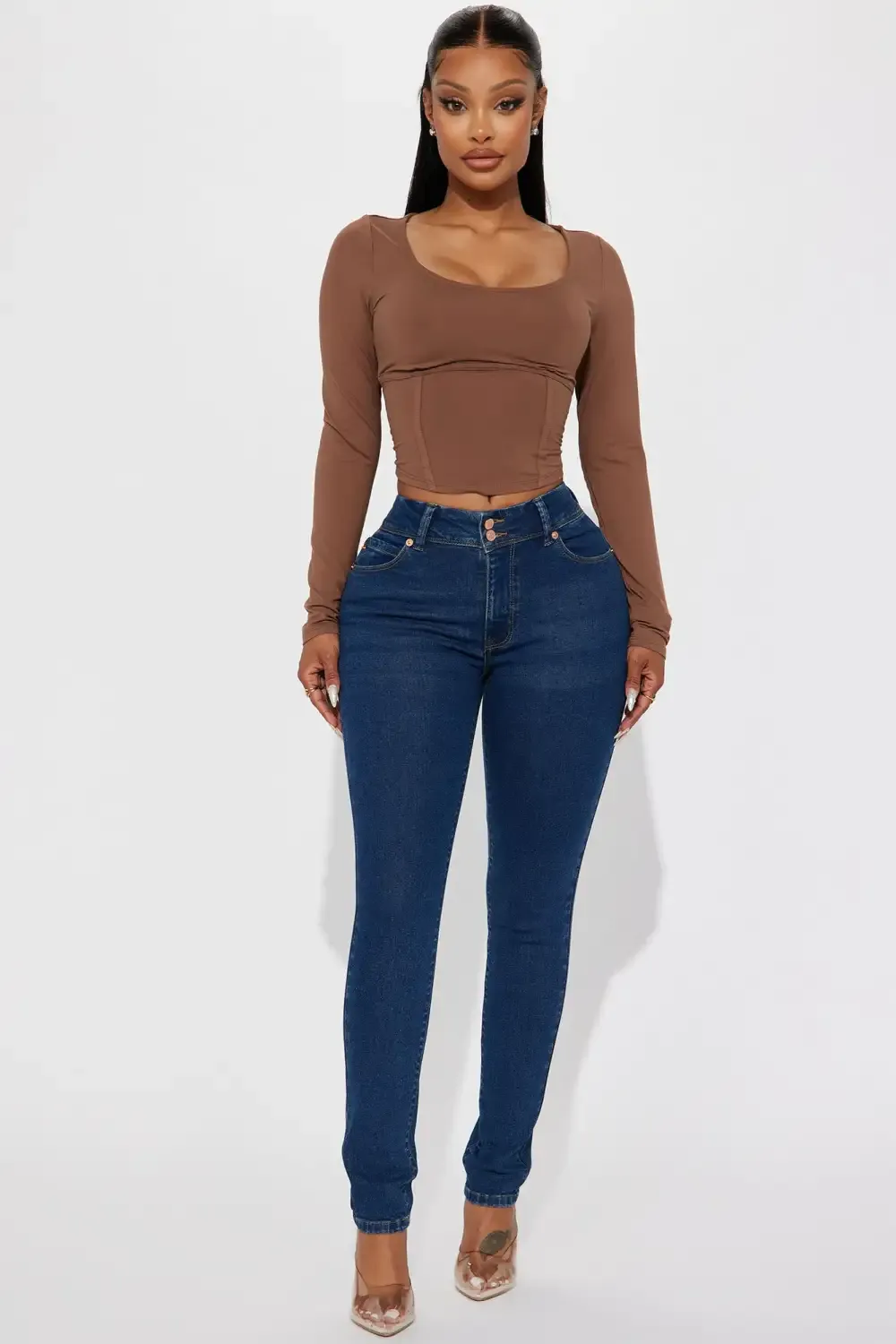 Notice Me Booty Lifting Stretch Skinny Jeans - Dark Wash