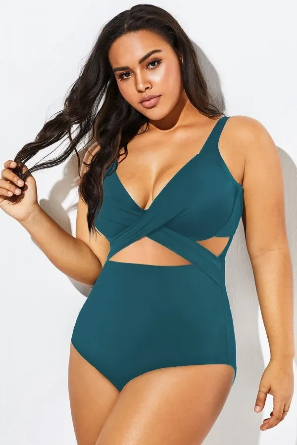 Black Cut Out Mesh Underwire One Piece Swimsuit