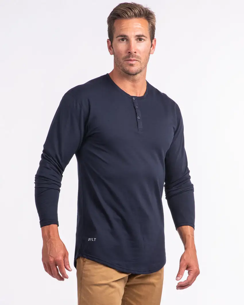 Henley Drop-Cut Long Sleeve: Lux