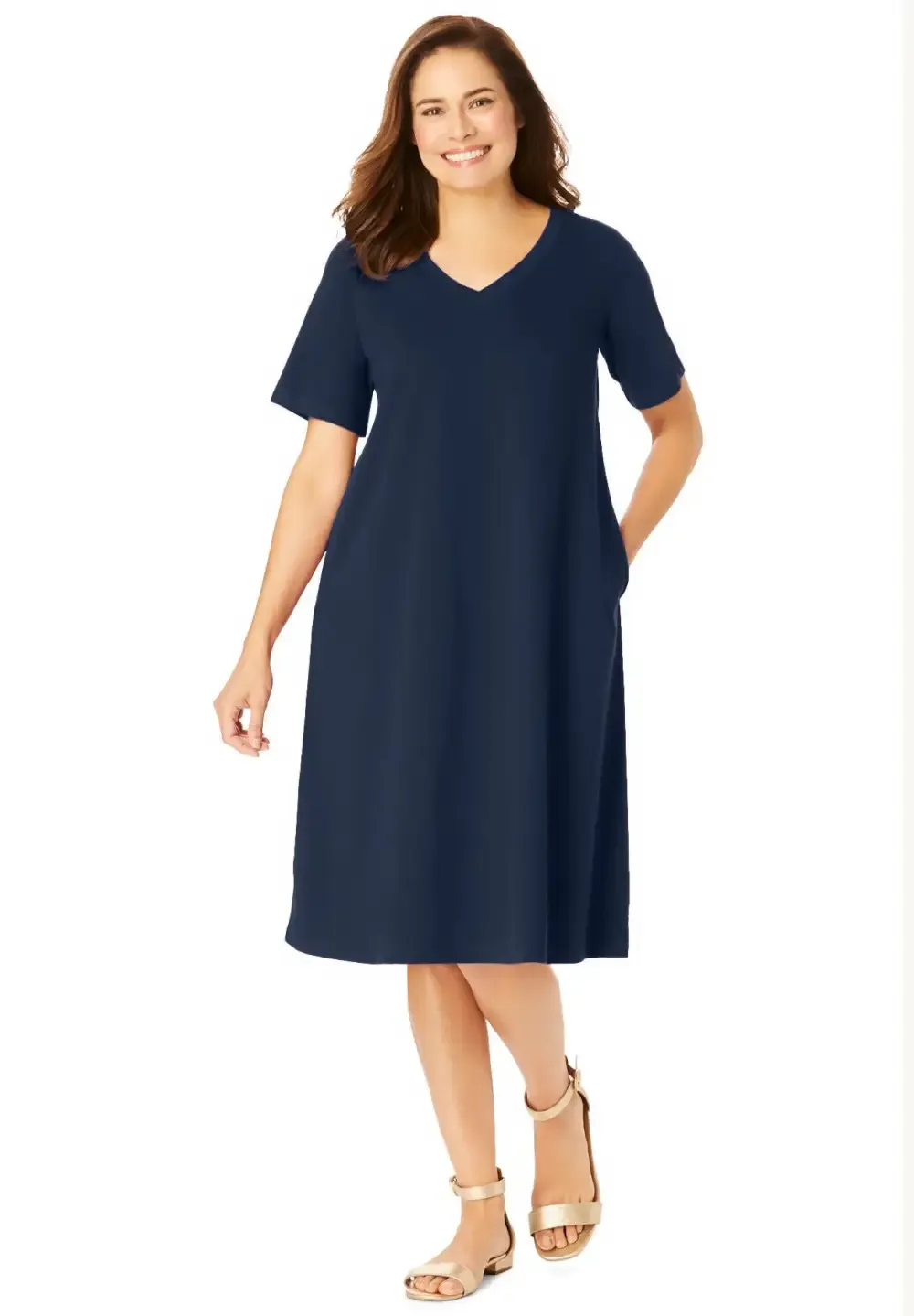 Perfect Short-Sleeve V-Neck Tee Dress