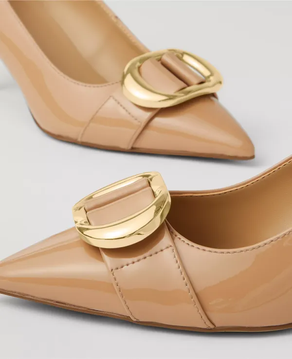 Pointy Toe Patent Buckle Pumps