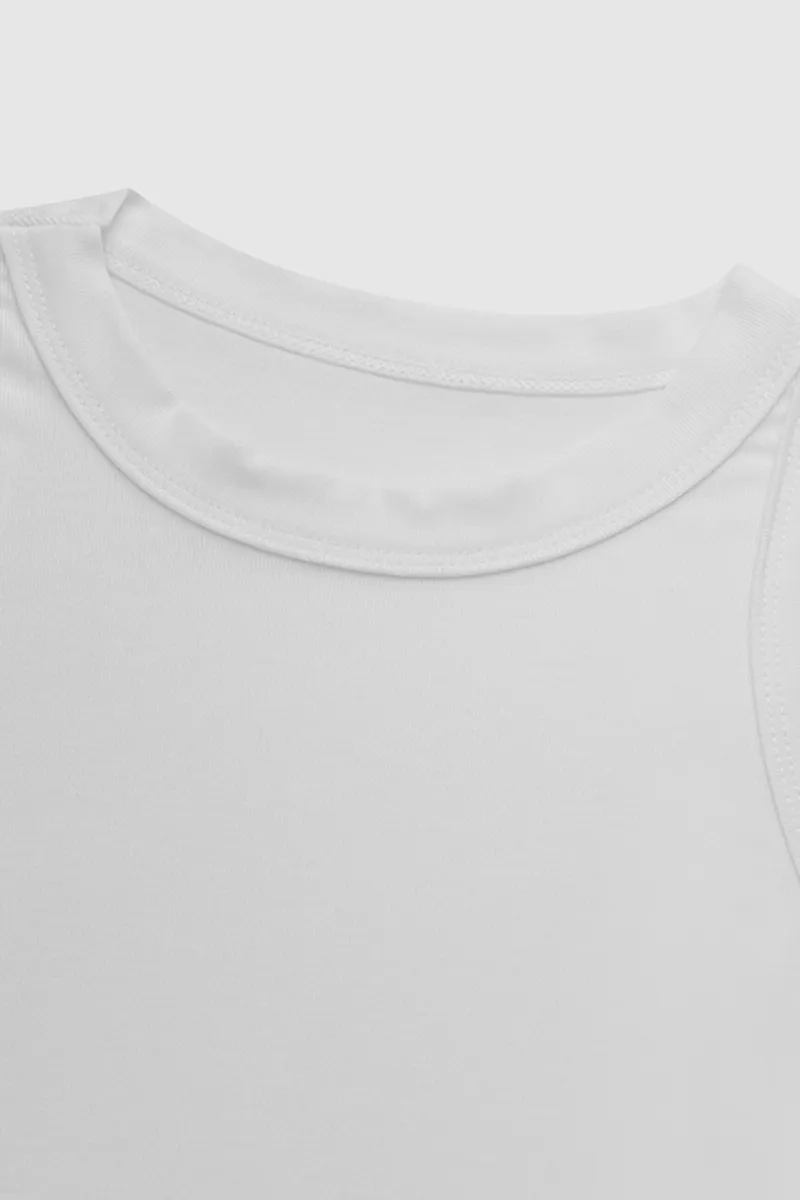 Solid Rib-Knit Round Neck Tank Top