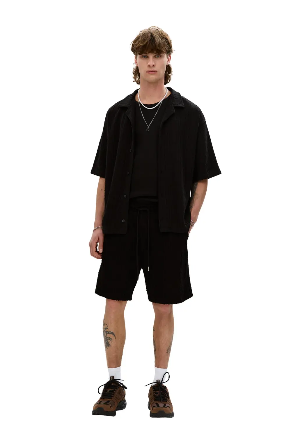 Waffle-knit Bermuda sweatpant shorts