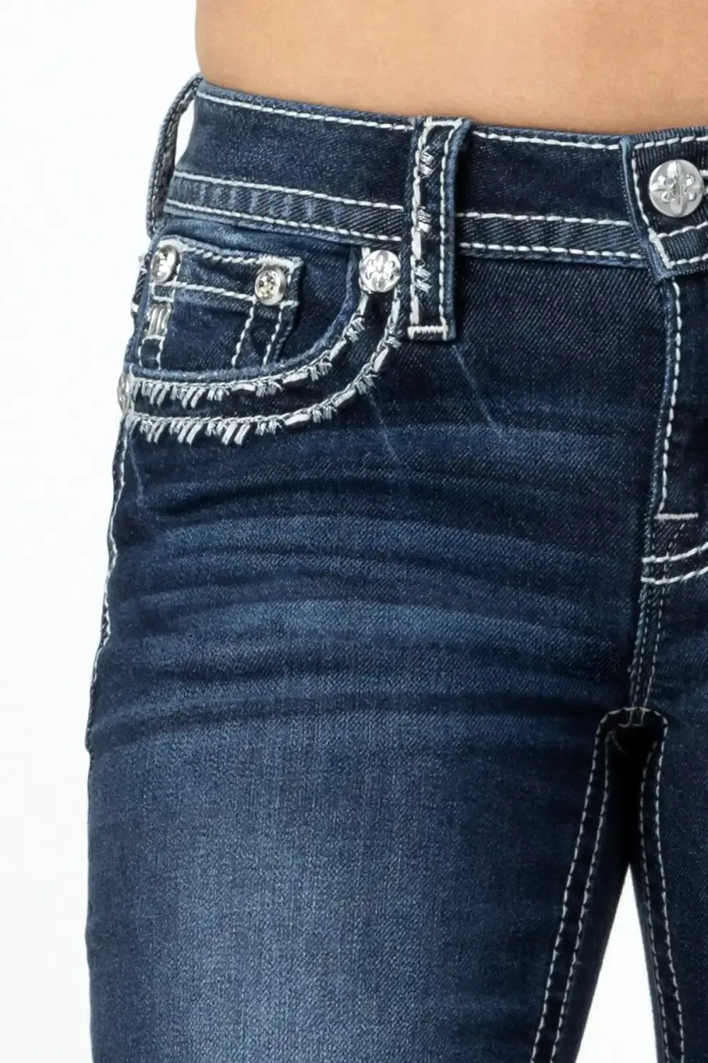 Metallic Border Stitch Bootcut Jeans