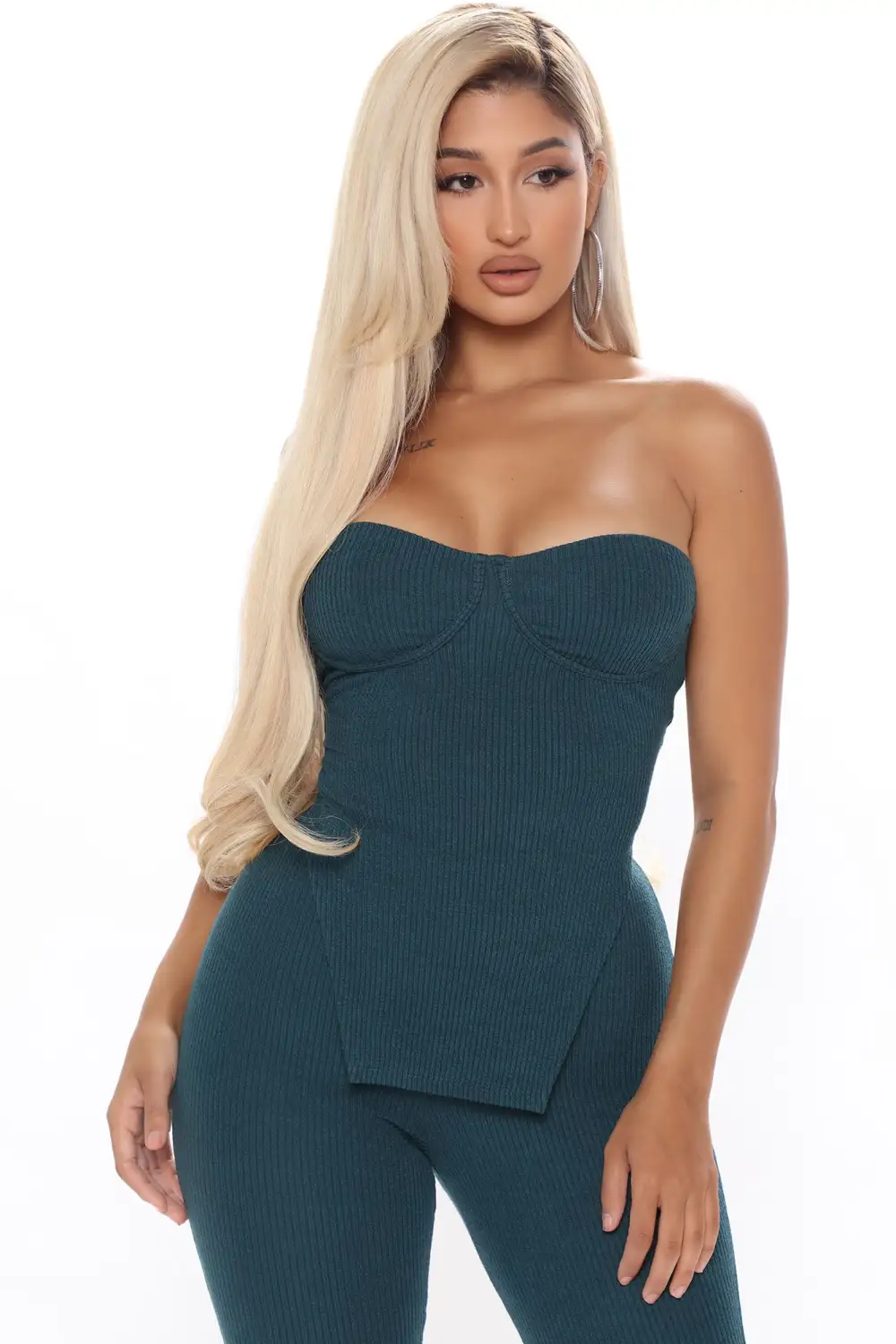 Call My Name Ribbed Pant Set - Hunter