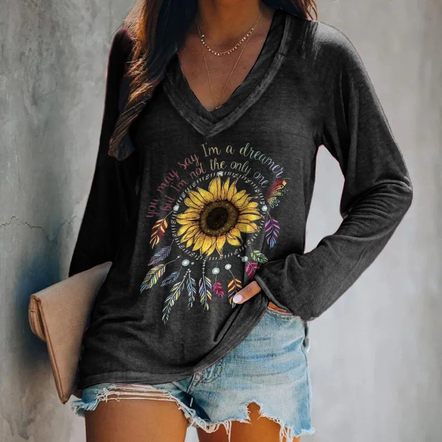 You May Say I'm A Dreamer But I'm Not The Only One Printed Hippie T-shirt