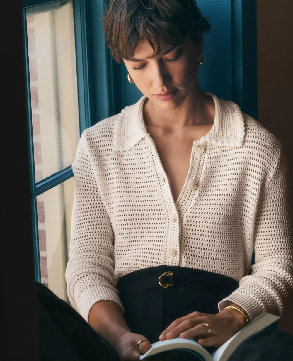Crochet-Collar Cardigan
