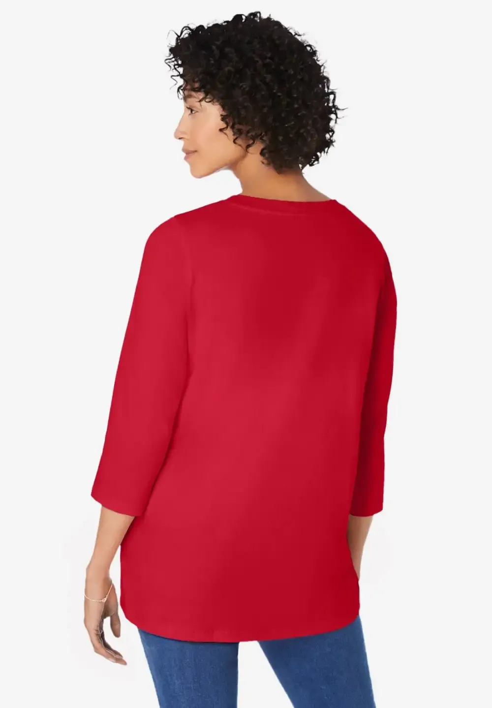 Perfect Three-Quarter Sleeve V-Neck Tunic