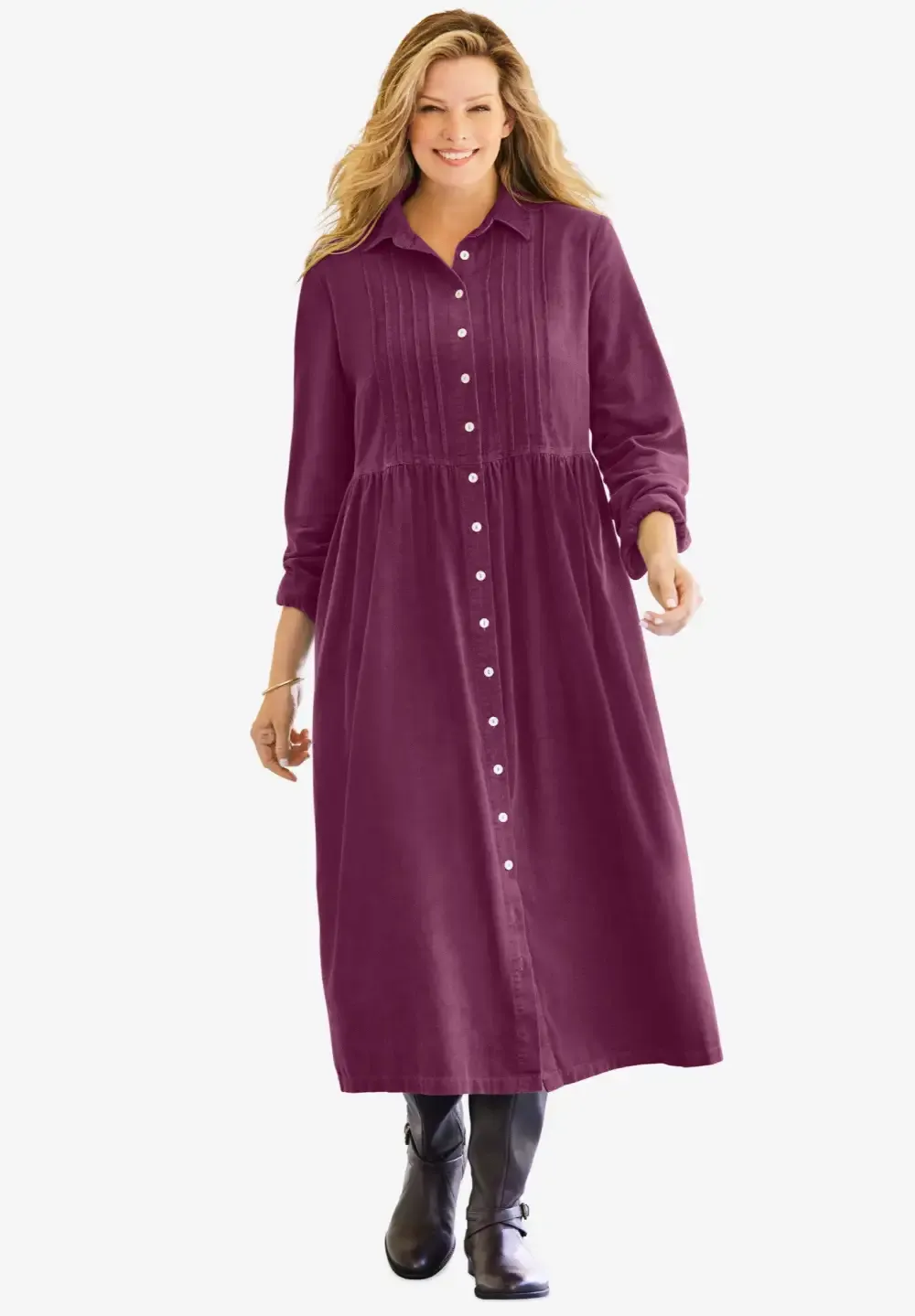 Button Front Corduroy Dress