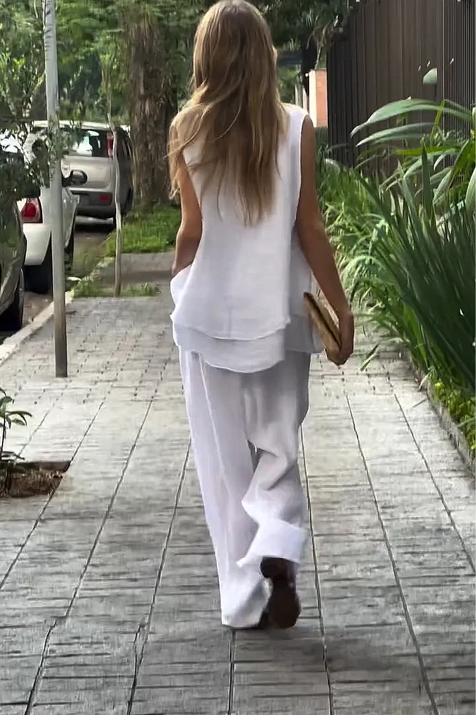 Women'S Solid Color Cotton And Linen Casual Top And Pants Two-Piece Set