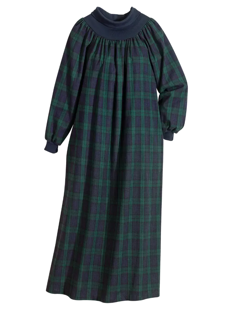 Portuguese Cotton Flannel Mock-Neck Popover Nightgown
