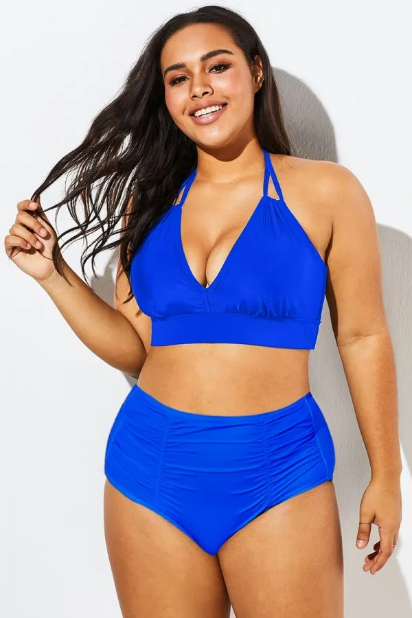 Gorgeous Printed V-Neck Halter Sexy Bikini Top