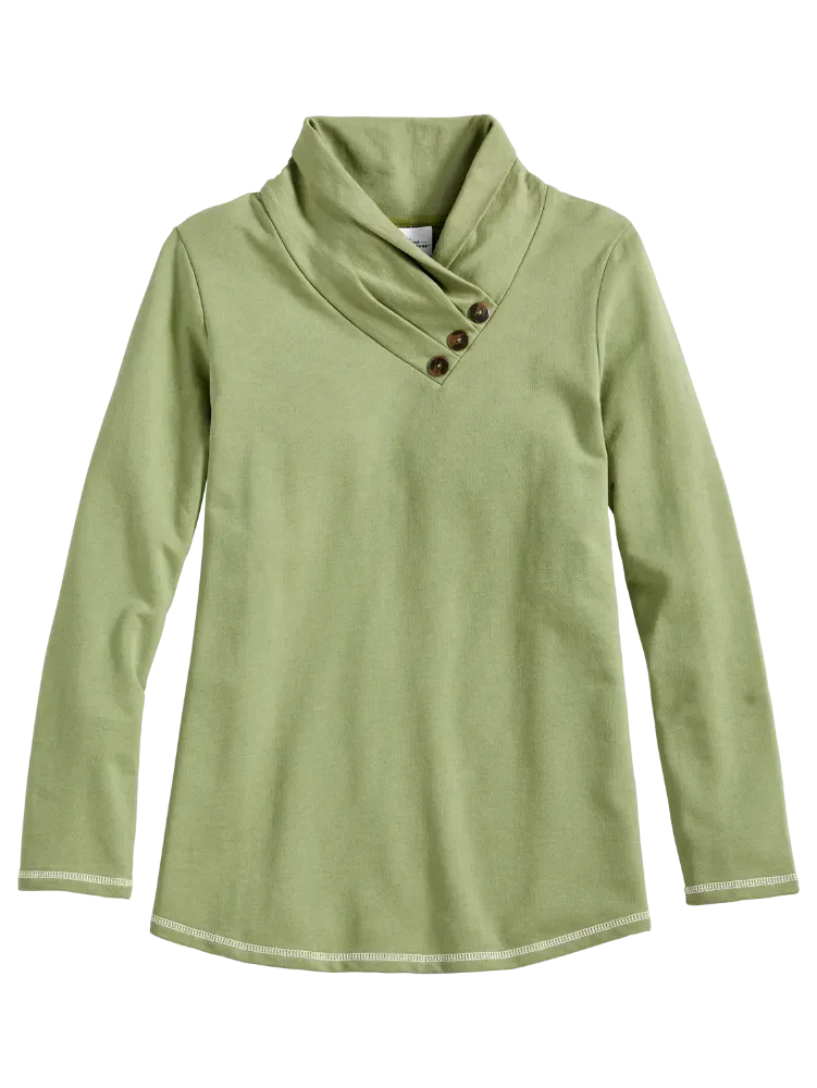 Soft Cotton Terry Cowl-Neck Top
