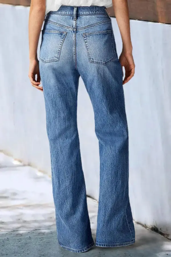 Wash High Waist Straight Leg Jeans Without Belt