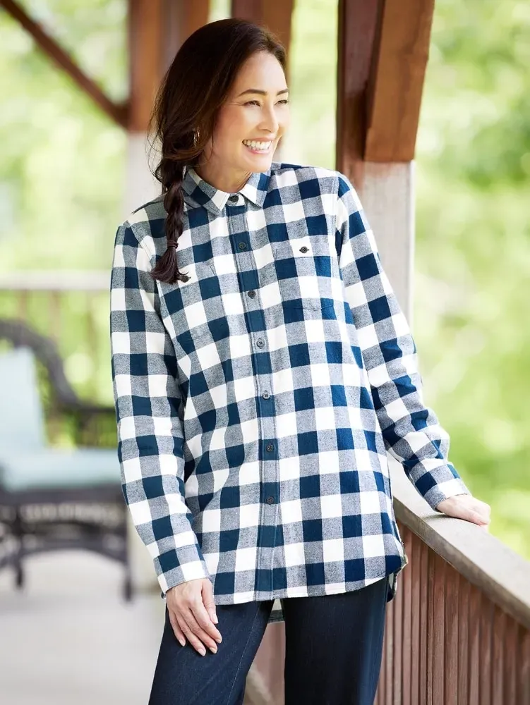 Women's Buffalo Check Flannel Boyfriend Shirt