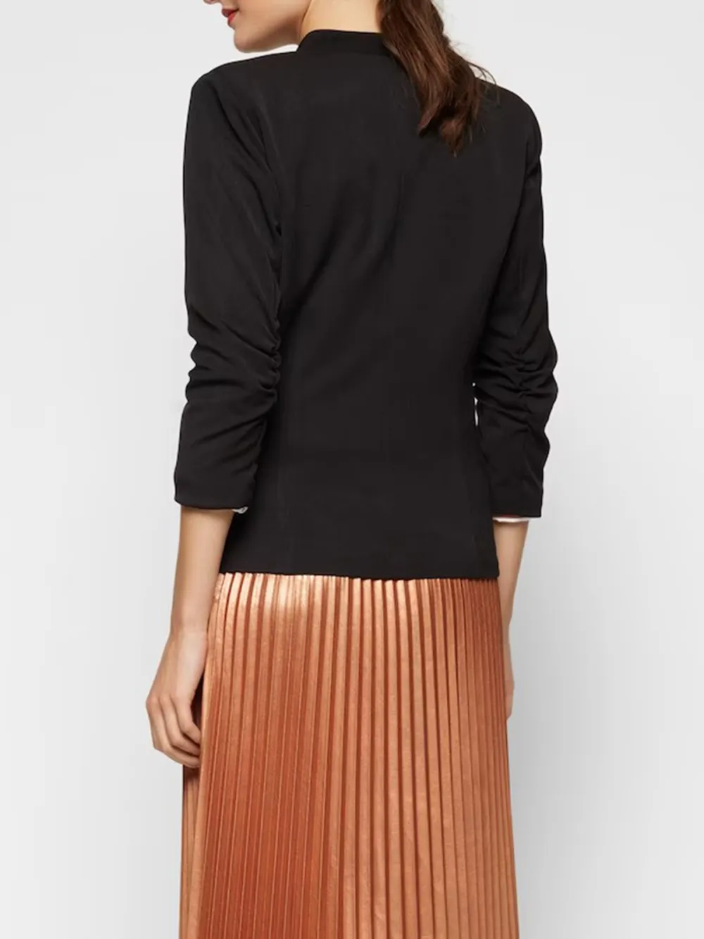 Plain Colored Stand-up Collar Blazer