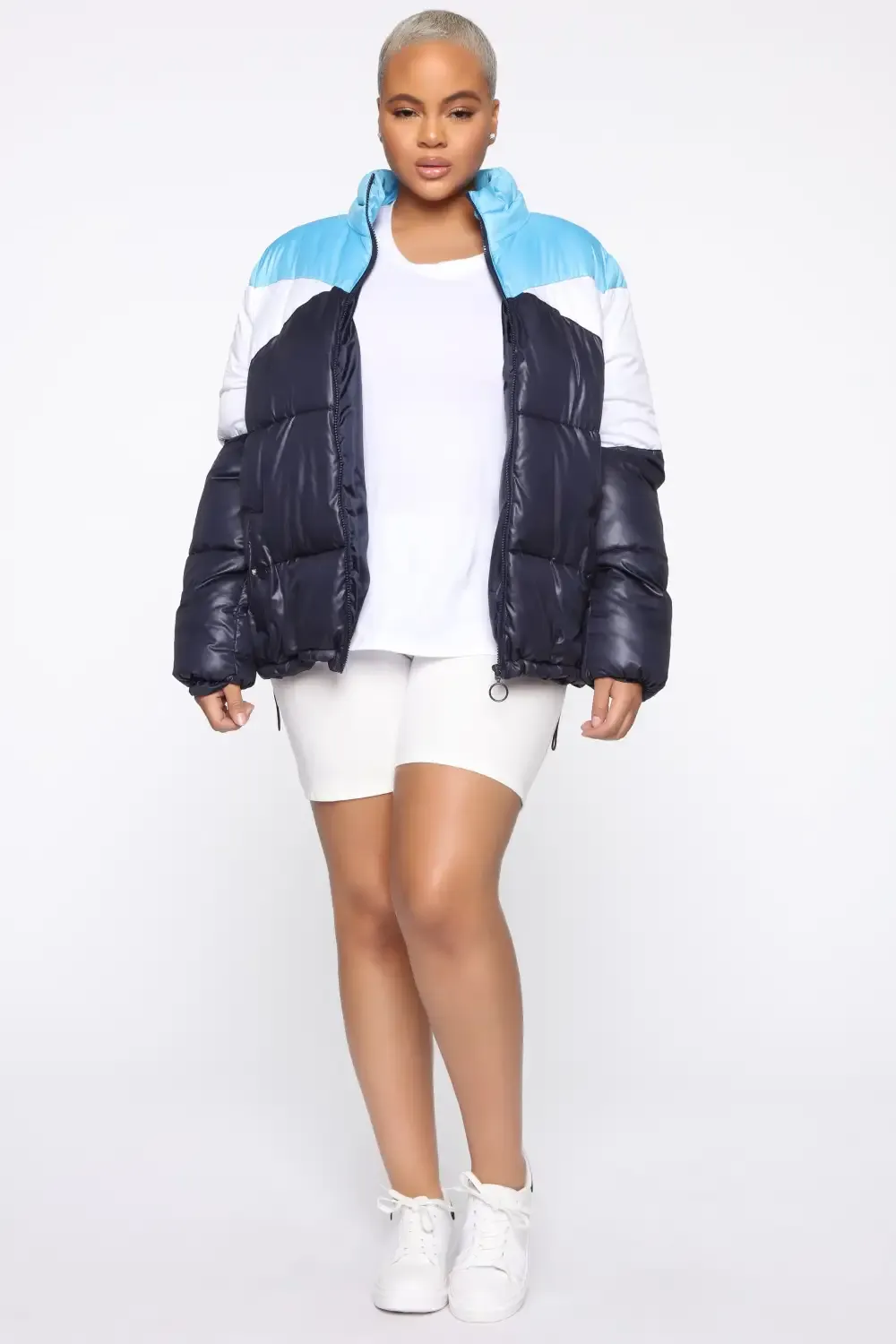 Rain Won't Stop Me Puffer Jacket - Blue/combo