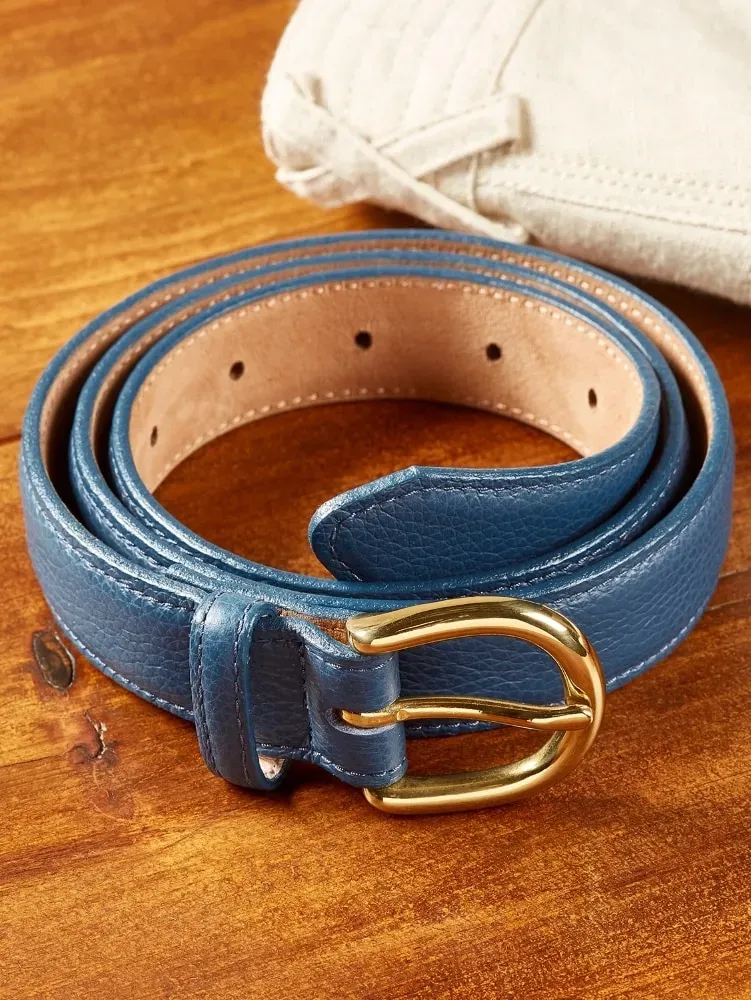 Women's Pebble-Grain Leather Dress Belt