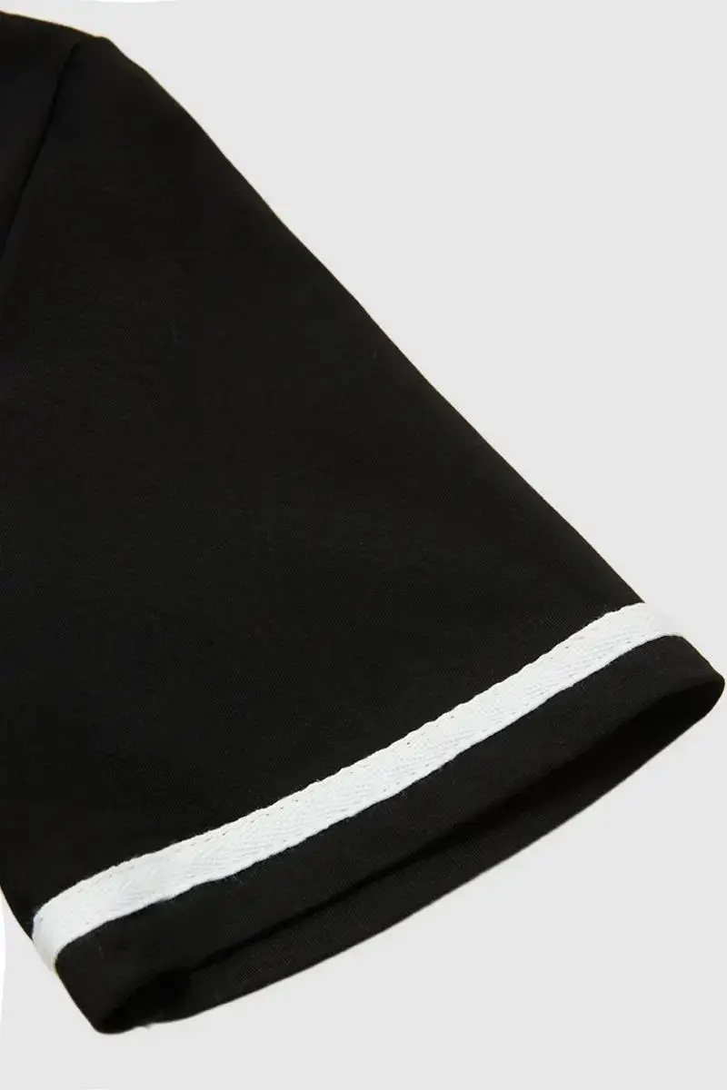 Stripe Half Zip Short Sleeve T-Shirt