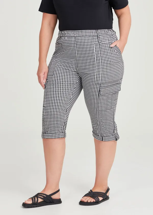 Castaway Gingham Cargo Crop Pant