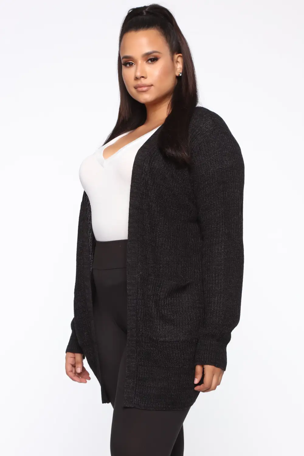 Zoe Two Pocket Cardigan - Black/Charcoal