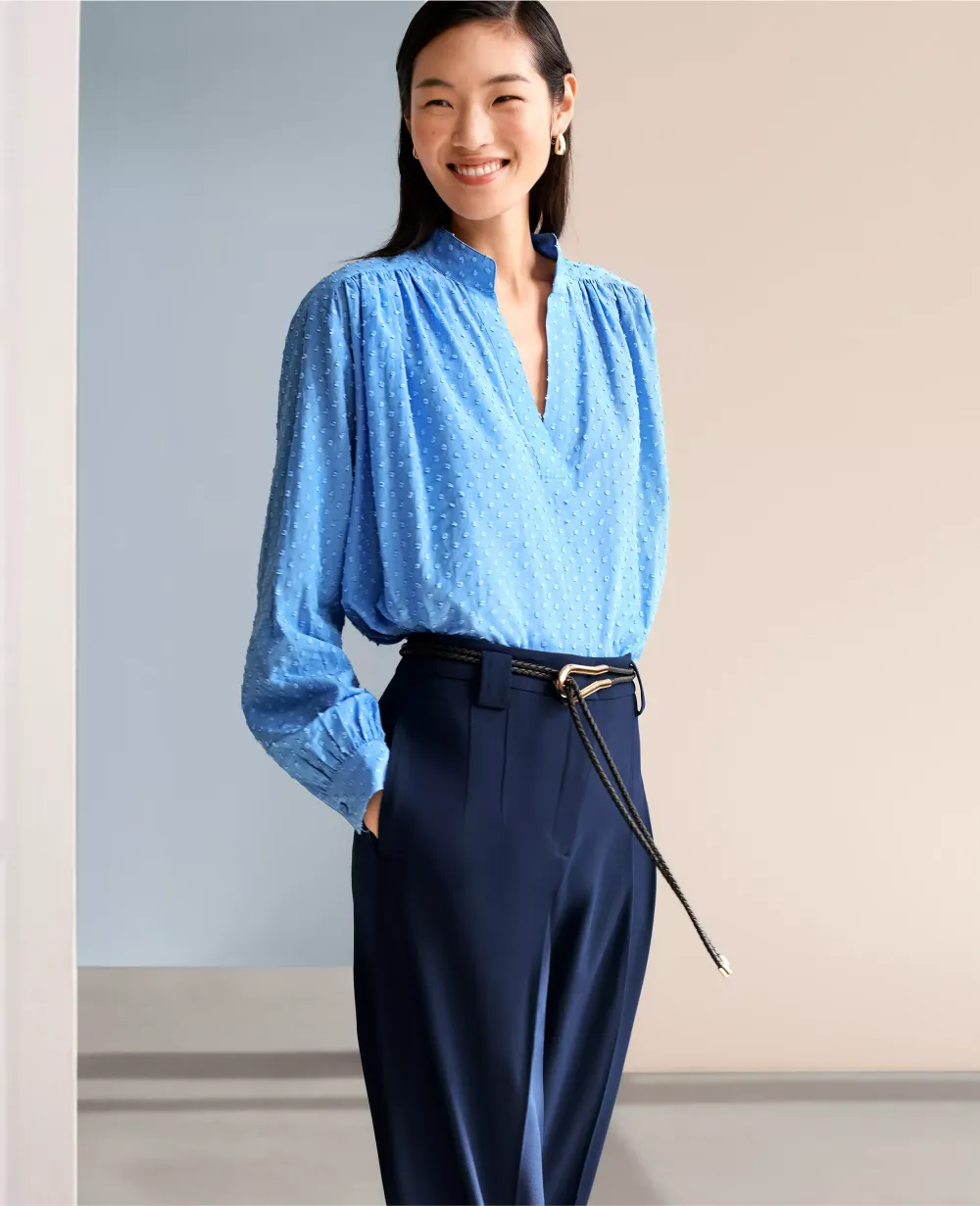 Clip V-Neck Blouson Popover