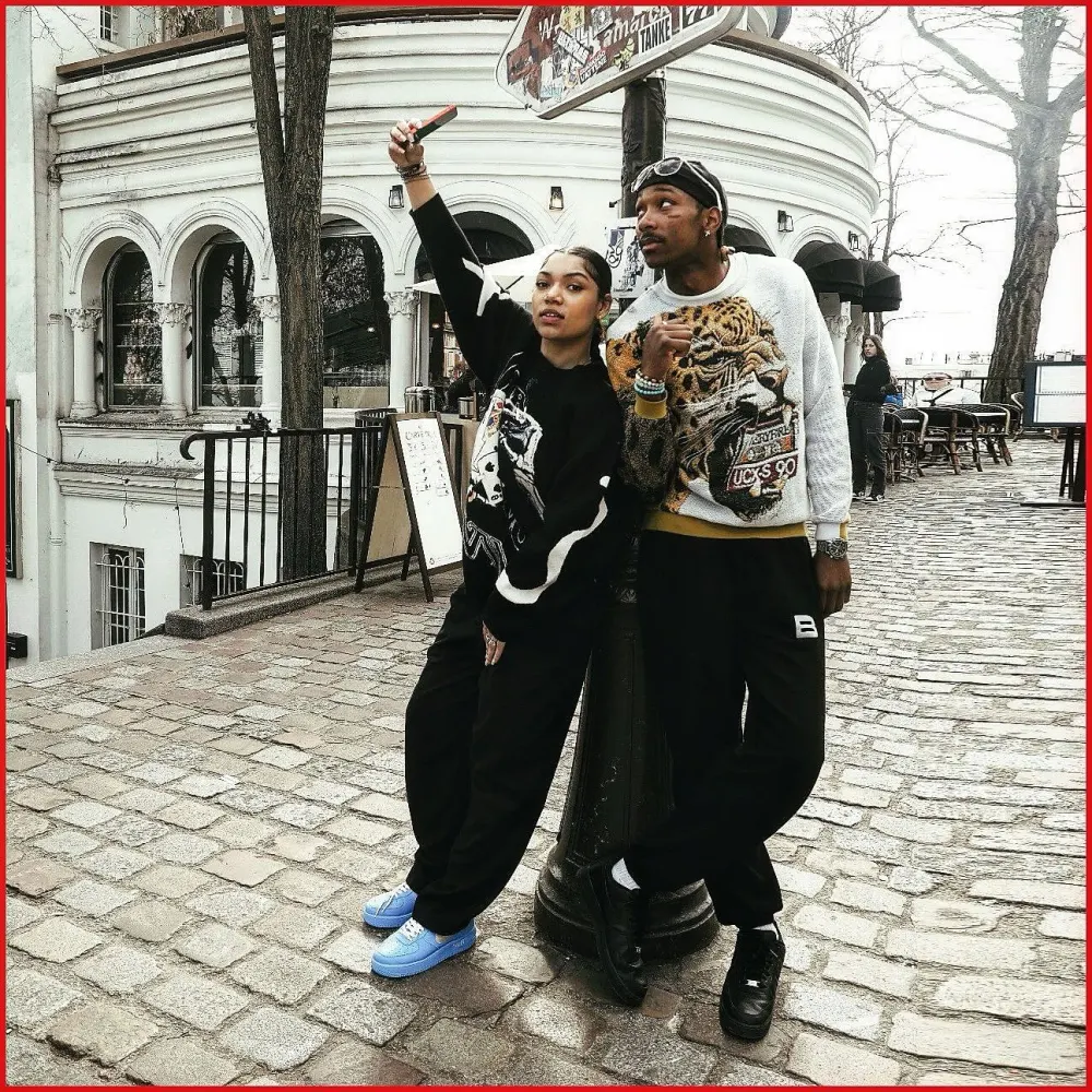 Black Sweater Renaissance Street Wear Fashion Printing Seasonal Trend Special Design