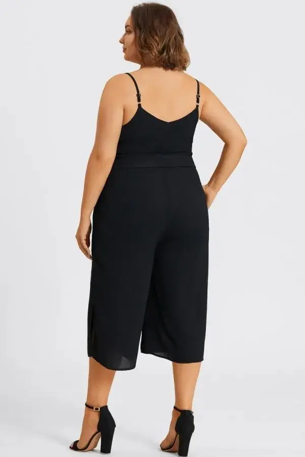 Plus Size Black Sleeveless Easy Culotte Jumpsuit