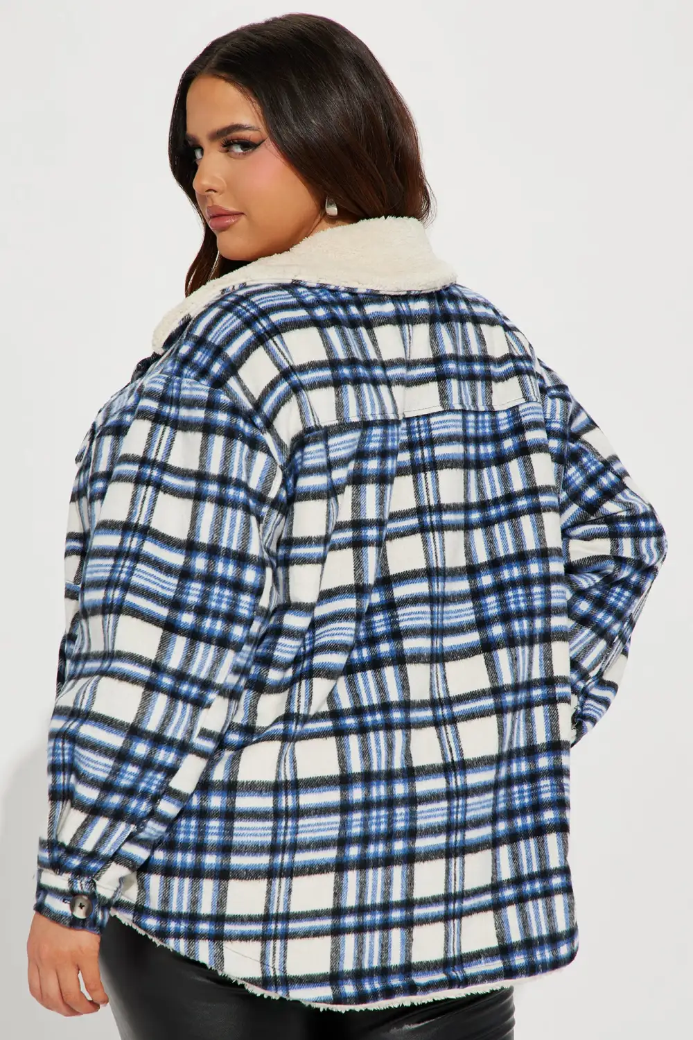 Down The Line Plaid Shacket - Blue/combo