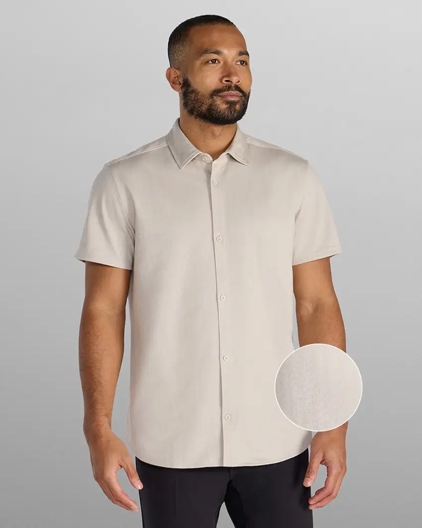 Herringbone Short Sleeve Button Down