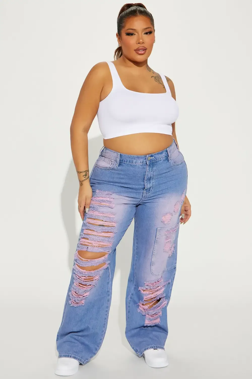 Off The Walls Tinted Straight Leg Jeans - Purple