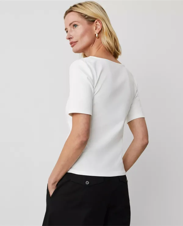 Button Square Neck Tee