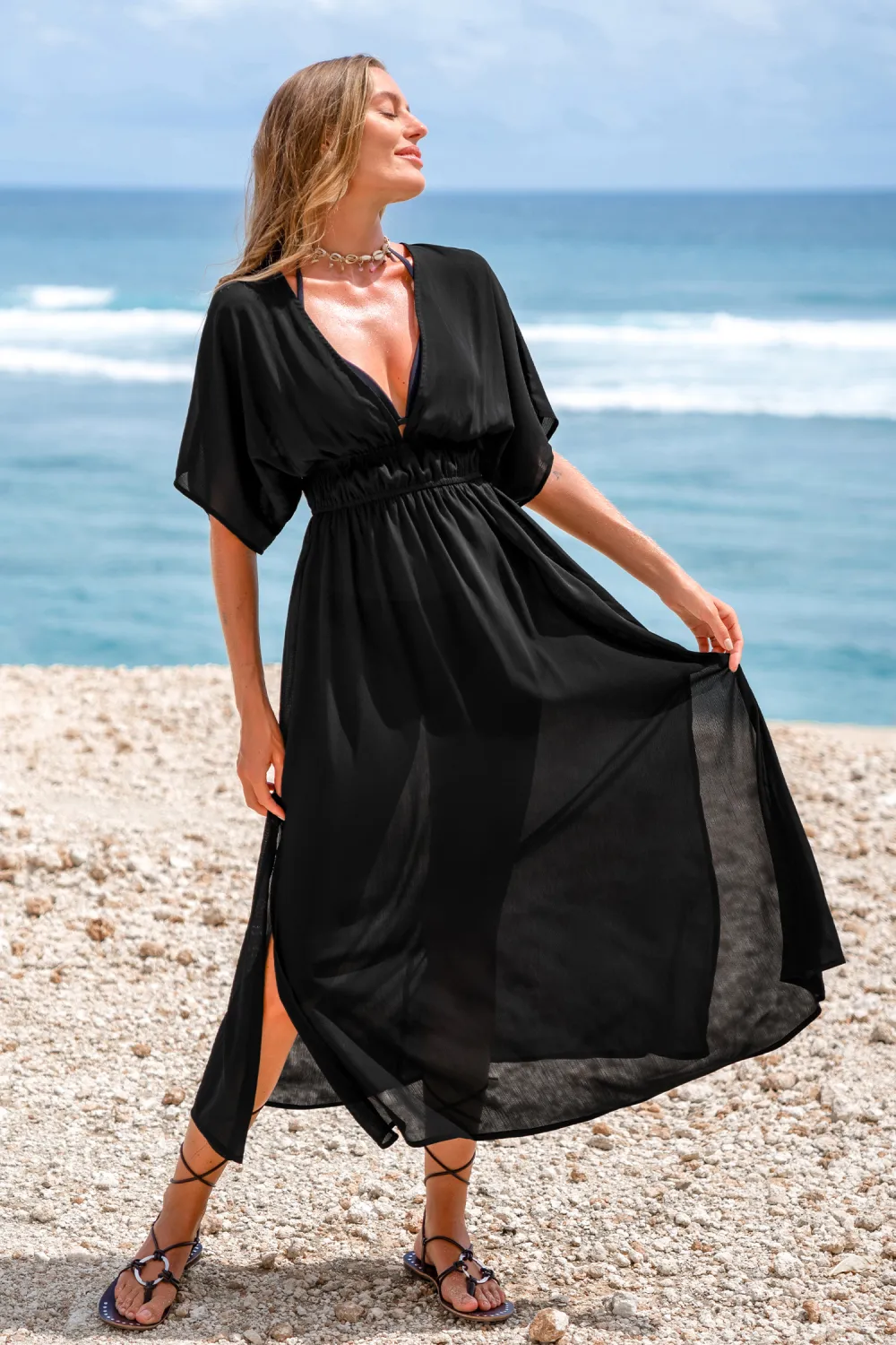 Flow With Me Black Cover-Up Maxi Dress