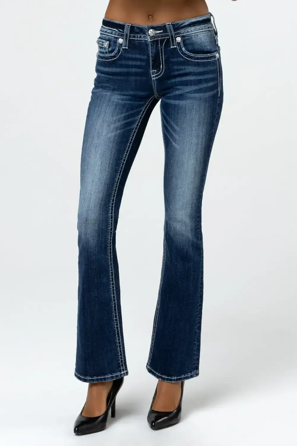 Raised Silver Wings Bootcut Jeans