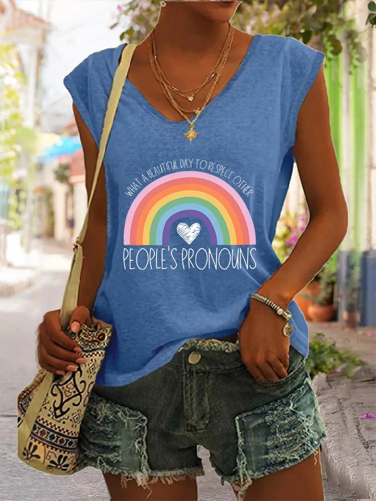 Women's Gay Day What A Beautiful Day To Respect Other People'S Pronouns V-neck Vest
