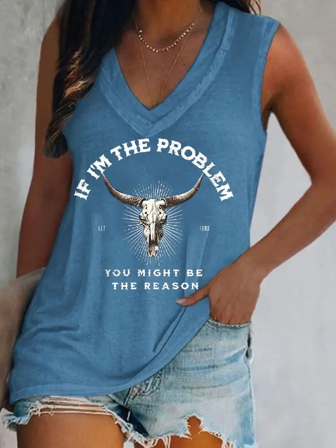 Women's I'M The Problem Western Country Music Print Casual Vest