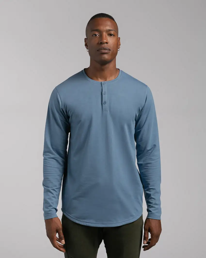 Henley Drop-Cut Long Sleeve: Lux