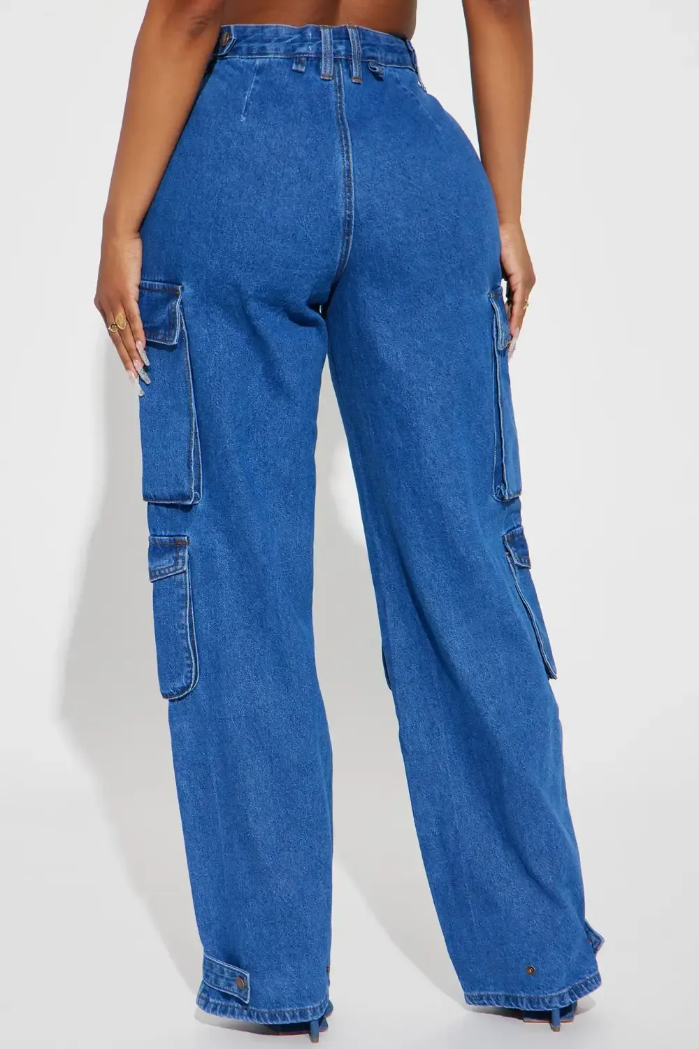 Time To Hustle Non Stretch Cargo Jean - Medium Wash