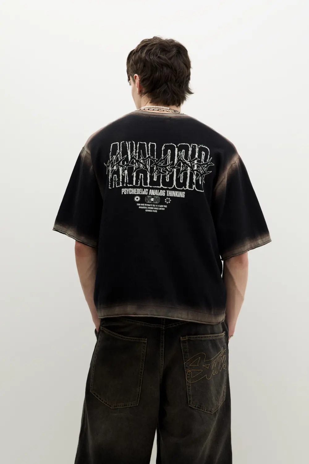Knit T-shirt with faded edges