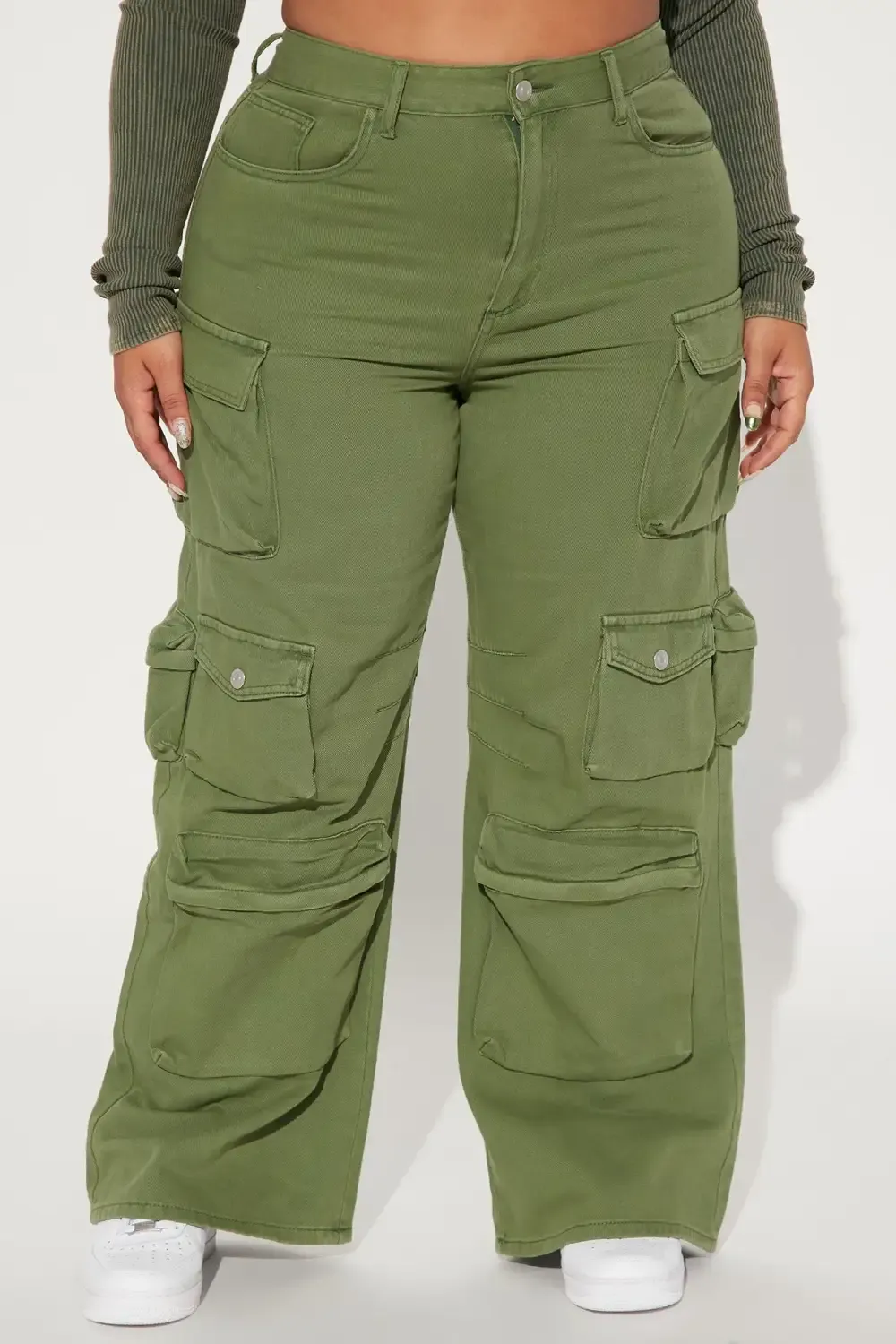 Melrose High Rise Cargo Jean - Olive