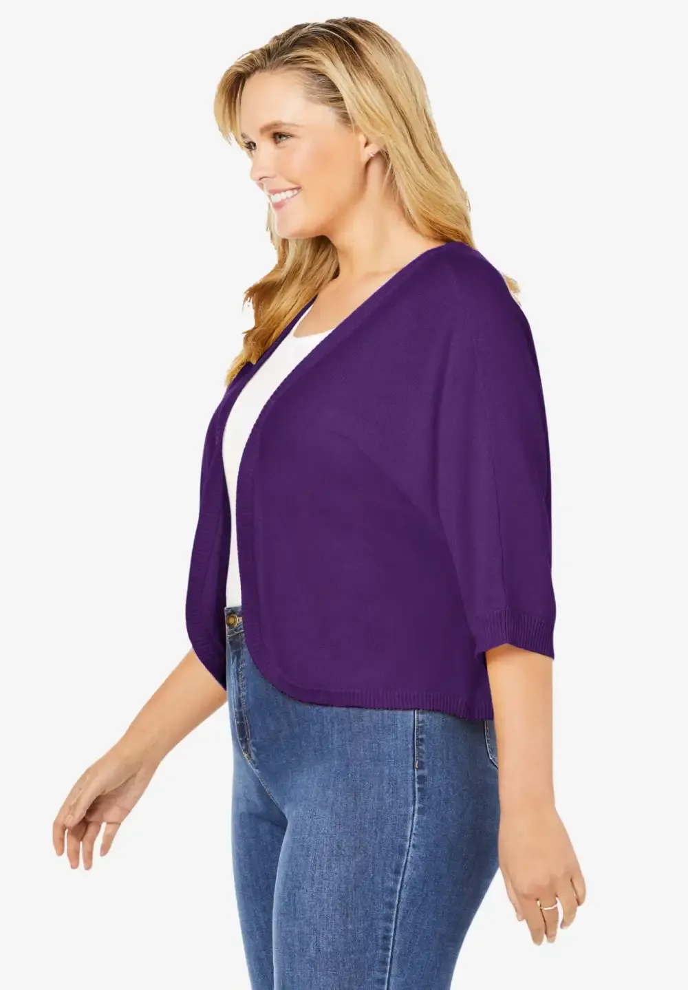 Rib Trim Cardigan Shrug