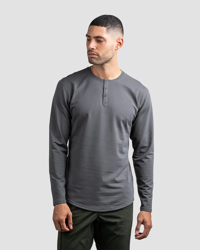 Henley Drop-Cut Long Sleeve: Lux