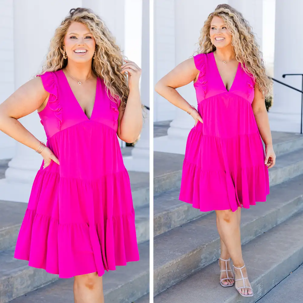 Don't Leave Me Hangin' Dress, Magenta Pink