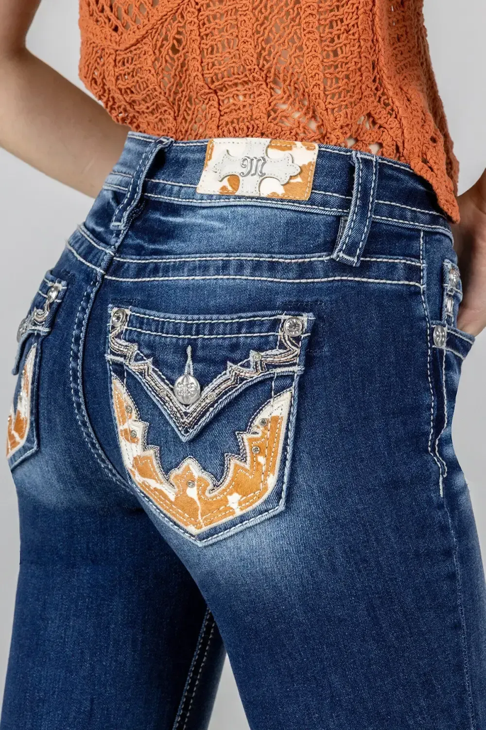 Cow Print Bootcut Denim