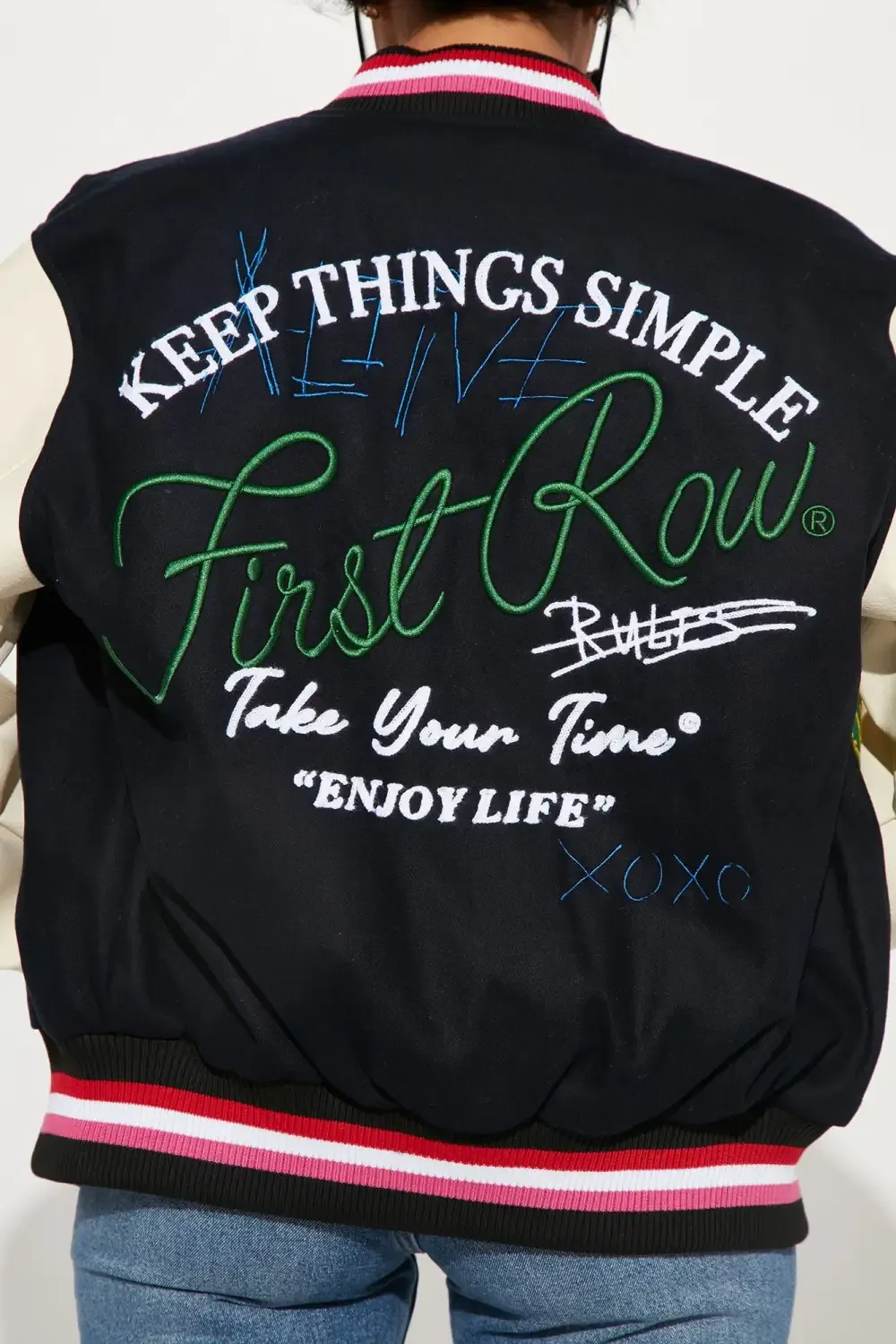 Keep Things Simple Varsity Jacket - Navy