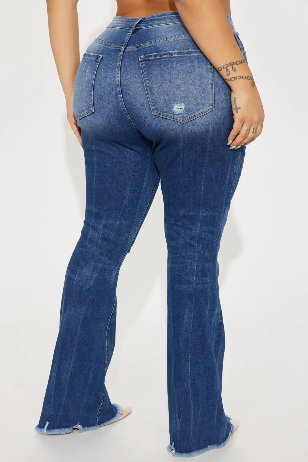 Getting Lost Ripped Stretch Flare Jeans - Dark Wash