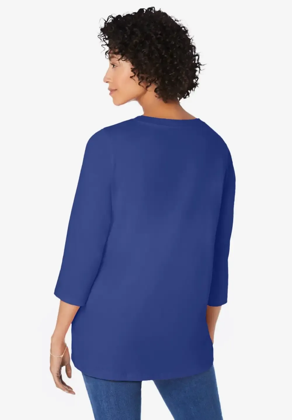 Perfect Three-Quarter Sleeve V-Neck Tunic