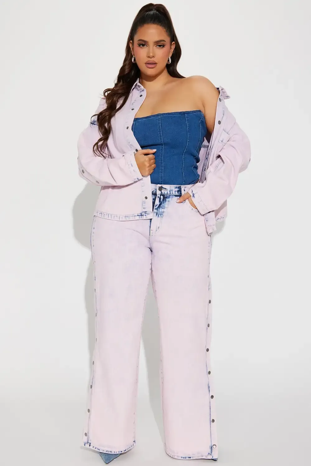 Tickled Pink Snap Jeans - Pink
