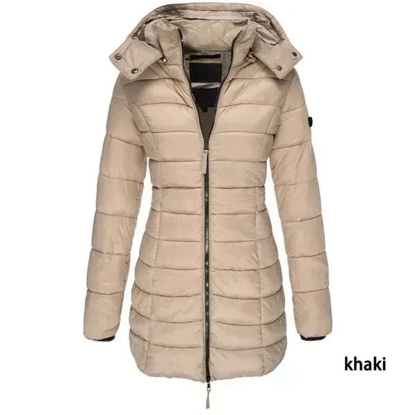 New  Winter Long Down Jacket Women's Thick Warm Hooded Cotton Padded Down Jacket Coat
